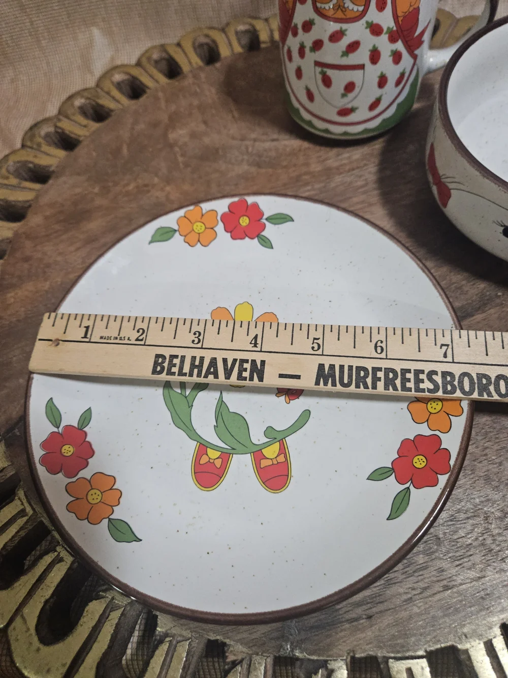 VTG Interpur Stacking Childrens Dish Set Strawberry Girl Bowl Mug Plate 3 Pc Set